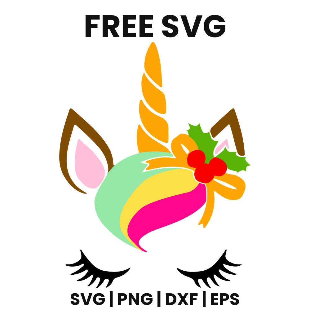 Unicorn Face With Holly SVG Free – Holly Design-8SVG