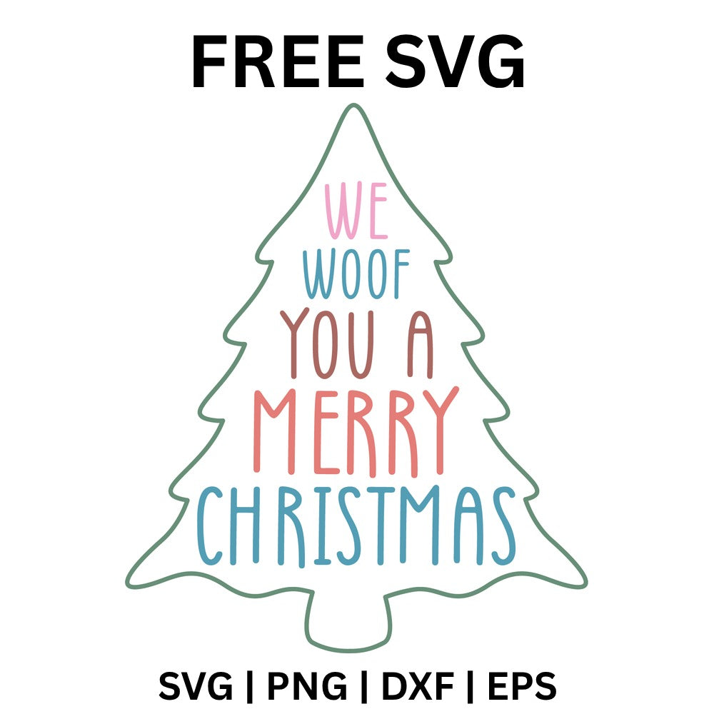 We Woof You A Merry Christmas SVG Free – Outlined Tree Dog Design-8SVG