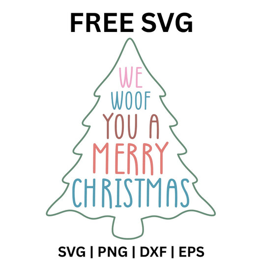 We Woof You A Merry Christmas SVG Free – Outlined Tree Dog Design-8SVG