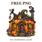 Whimsical Haunted Pumpkin House Free PNG – Haunted House Halloween Clipart