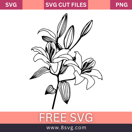 Lily Flowar Svg Free Cut File For Cricut- 8SVG