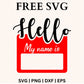 Hello, My Name Is Onesie SVG FREE & PNG file for Cricut