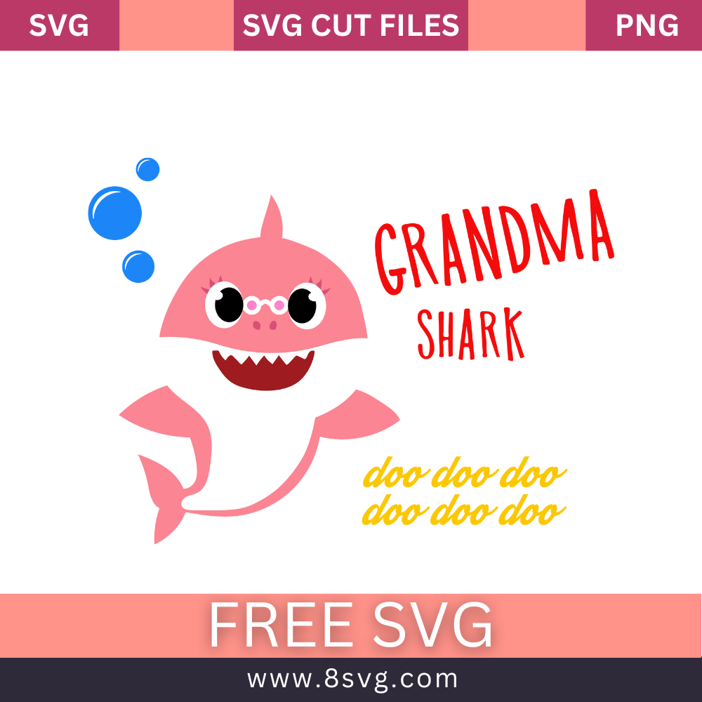 Grandma Shark Svg Free Cut File For Cricut- 8SVG