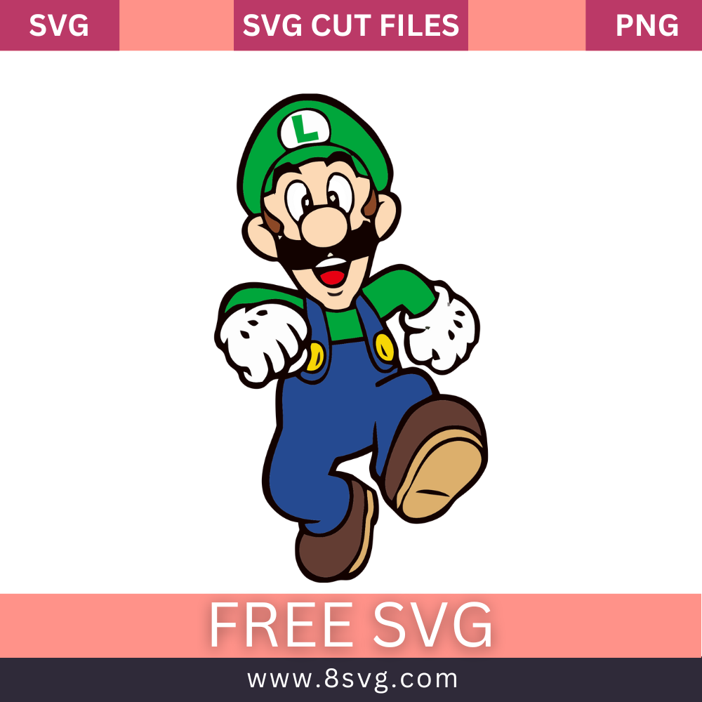 Super Luigi Happy Pose 2D SVG Free Cut File- 8SVG
