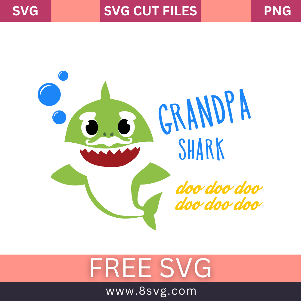 Grandpa Shark Svg Free Cut File For Cricut- 8SVG