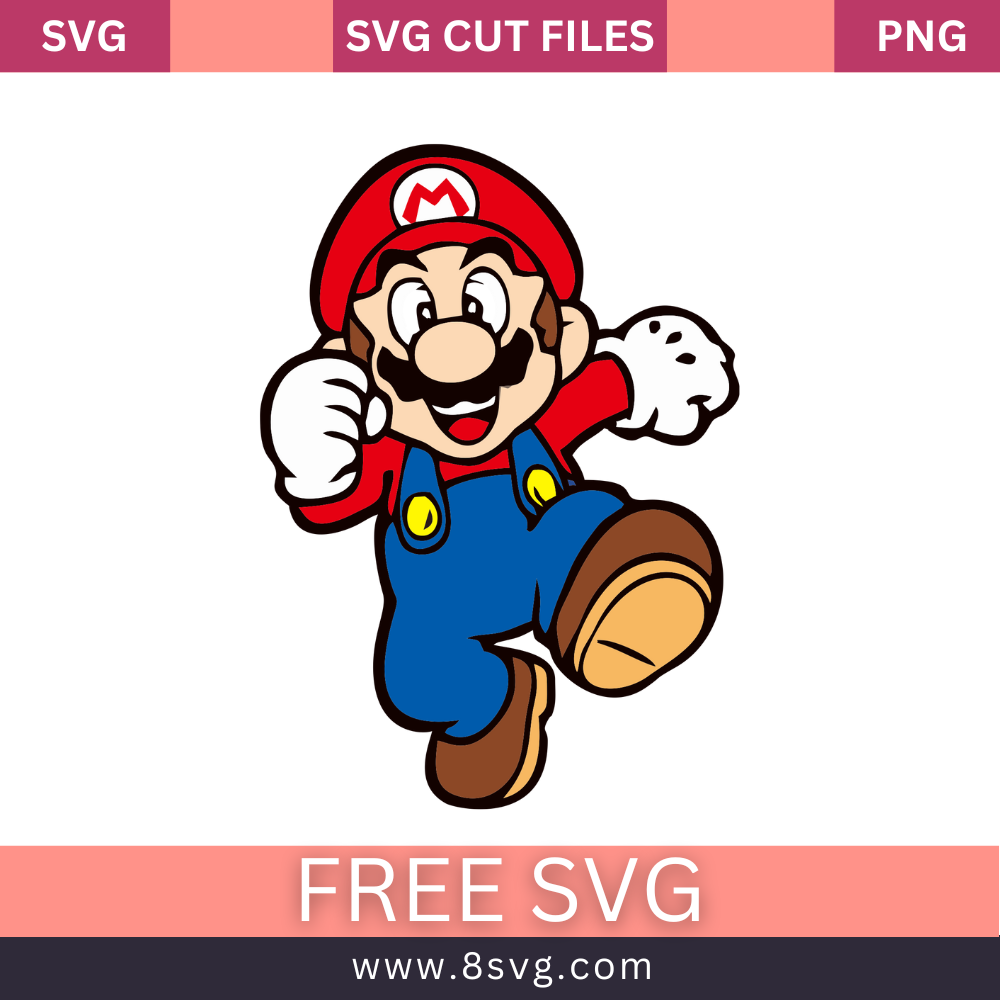 Super Mario Happy Pose 2D SVG Free Cut File- 8SVG