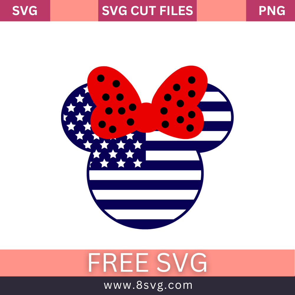 Minnie Mouse USA Flag SVG Free Cut File for Cricut- 8SVG