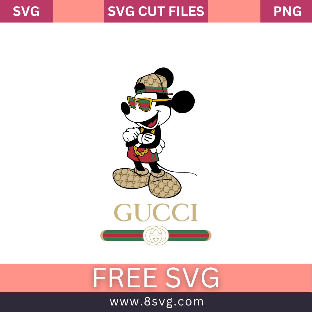 Mickey Gucci Brand Logo SVG Free Cut File Download- 8SVG