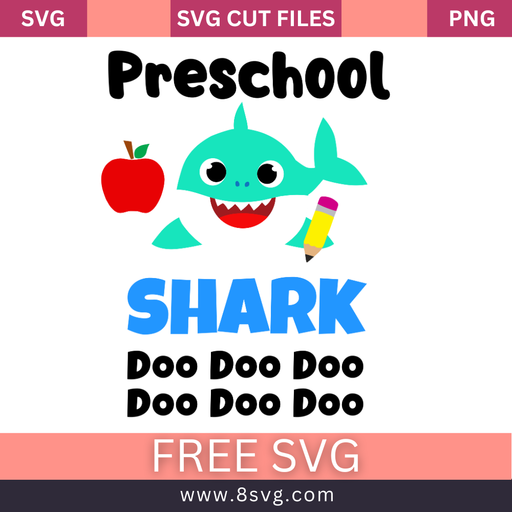 Preschool Baby Shark Boy Svg Free Cut File For Cricut Crafts- 8SVG