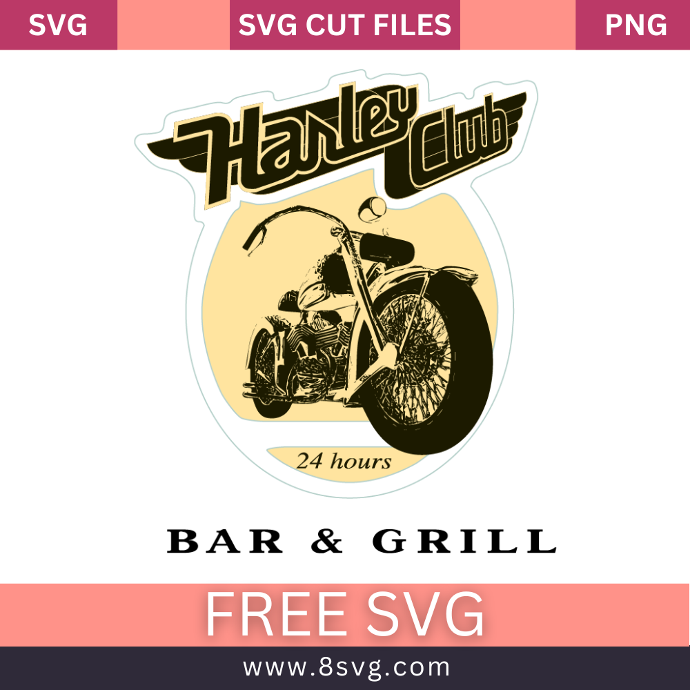 Harley Davidson Bar & Grill SVG Free Cut File for Cricut- 8SVG