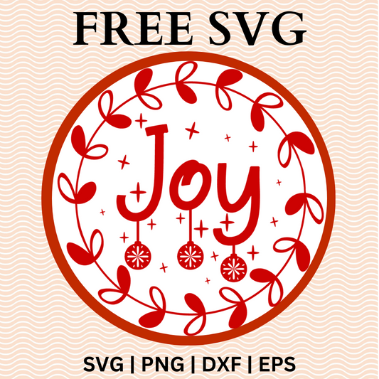 Joy Christmas Christmas Round Sign SVG Free PNG File For Cricut-8SVG