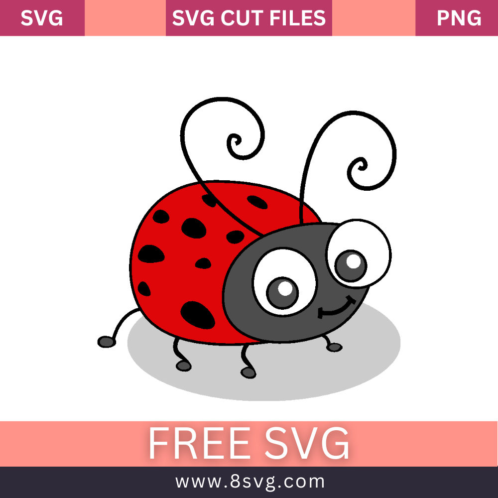 Ladybug Cartoon Cocomelon SVG Free Cut File- 8SVG