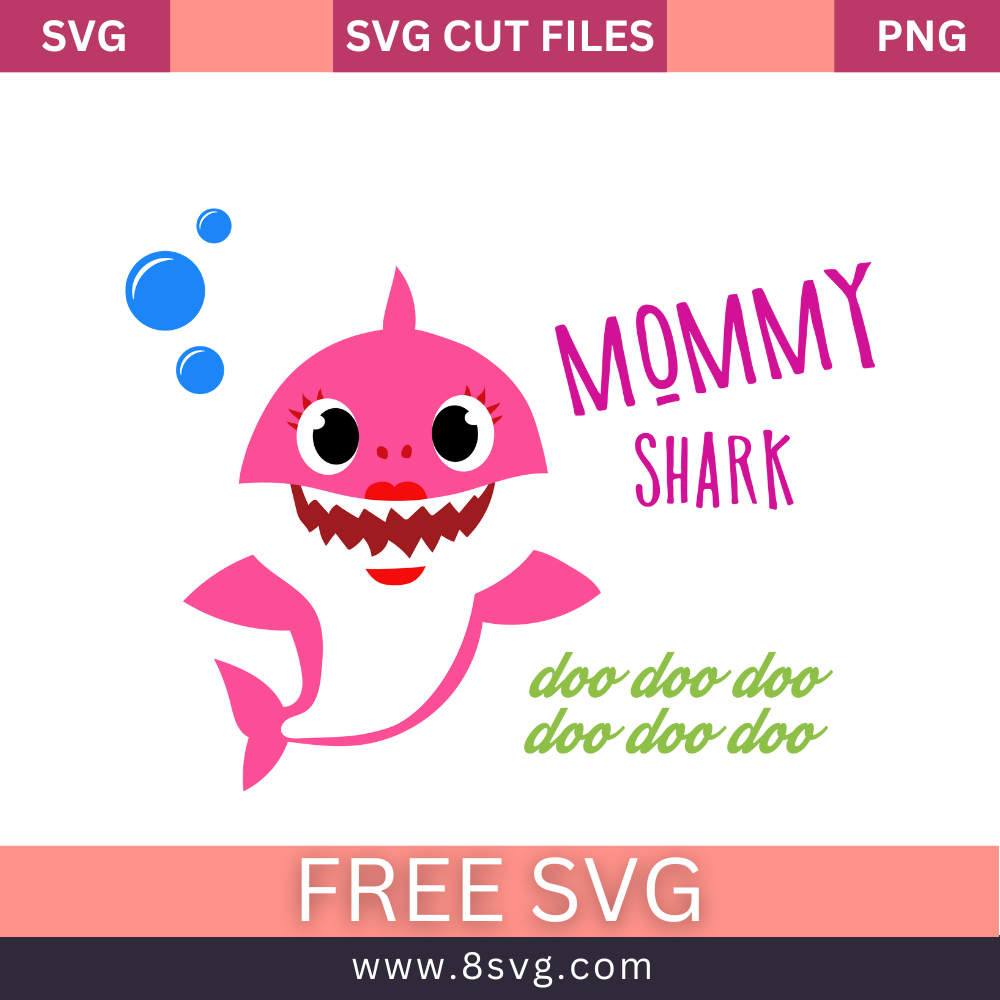 Mommy shark Svg Free Cut File For Cricut Download- 8SVG