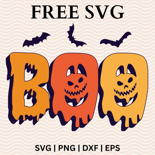 BOO SVG Free & PNG Download - Retro Halloween Ghost Face-8SVG