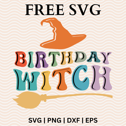 Birthday witch Retro Wavy Cute Halloween SVG Free File and PNG For Cricut & Silhouette-8SVG