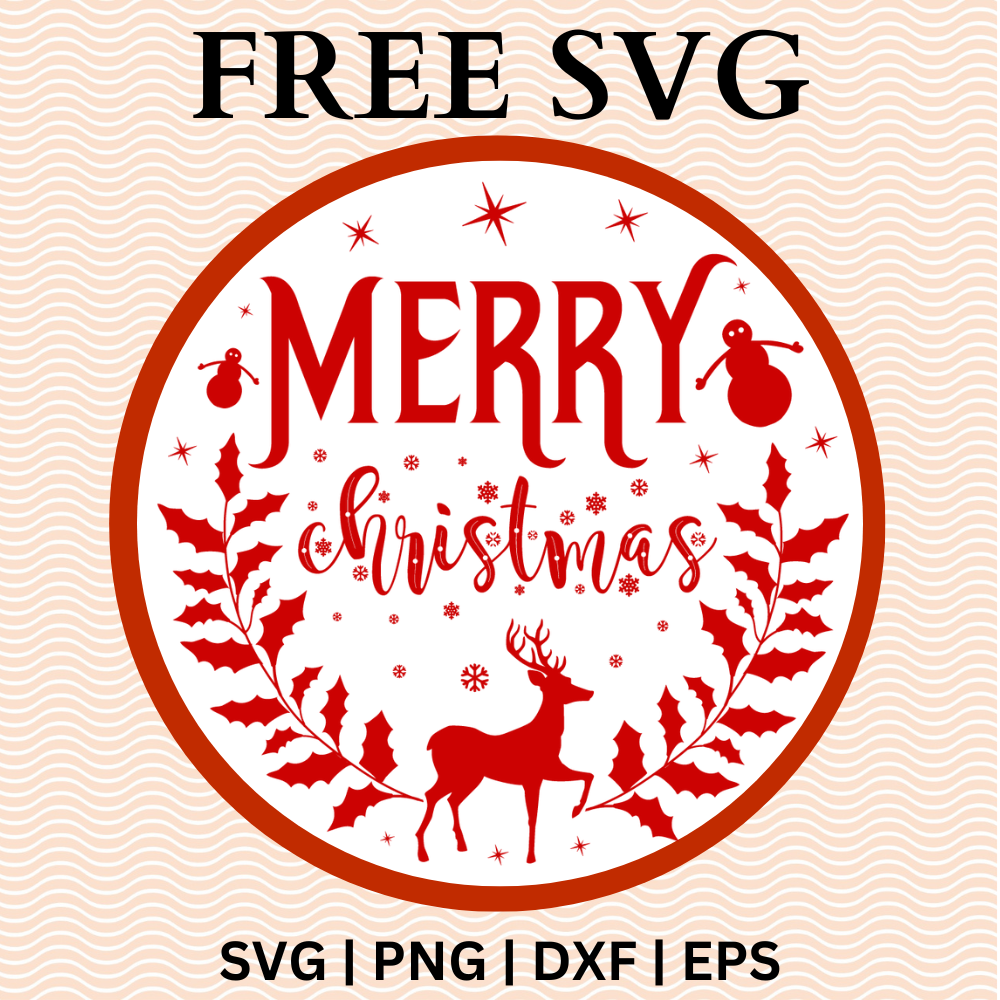 Merry christmas Round Sign SVG Free PNG File For Cricut-8SVG