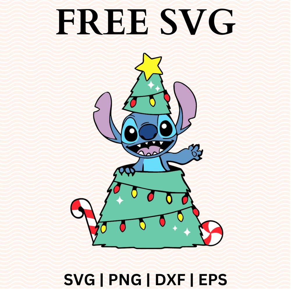 Stitch Christmas Tree SVG Free File For Cricut & Silhouette