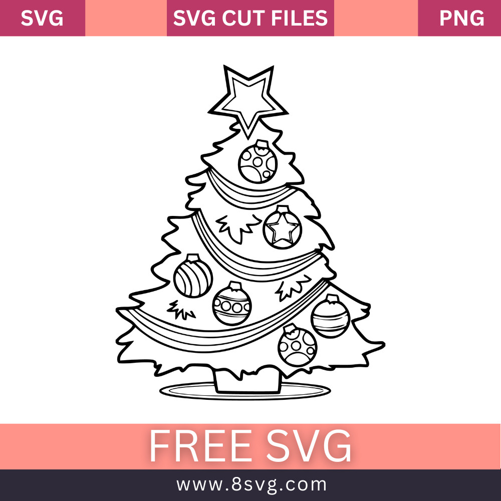 Outline Chrismas Tree star SVG Free And Png Download-8SVG