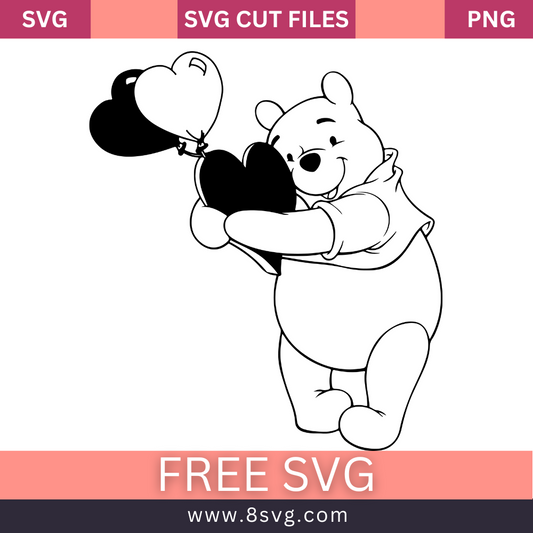 Winnie The Pooh Solid Heart SVG Free cut file Download- 8SVG