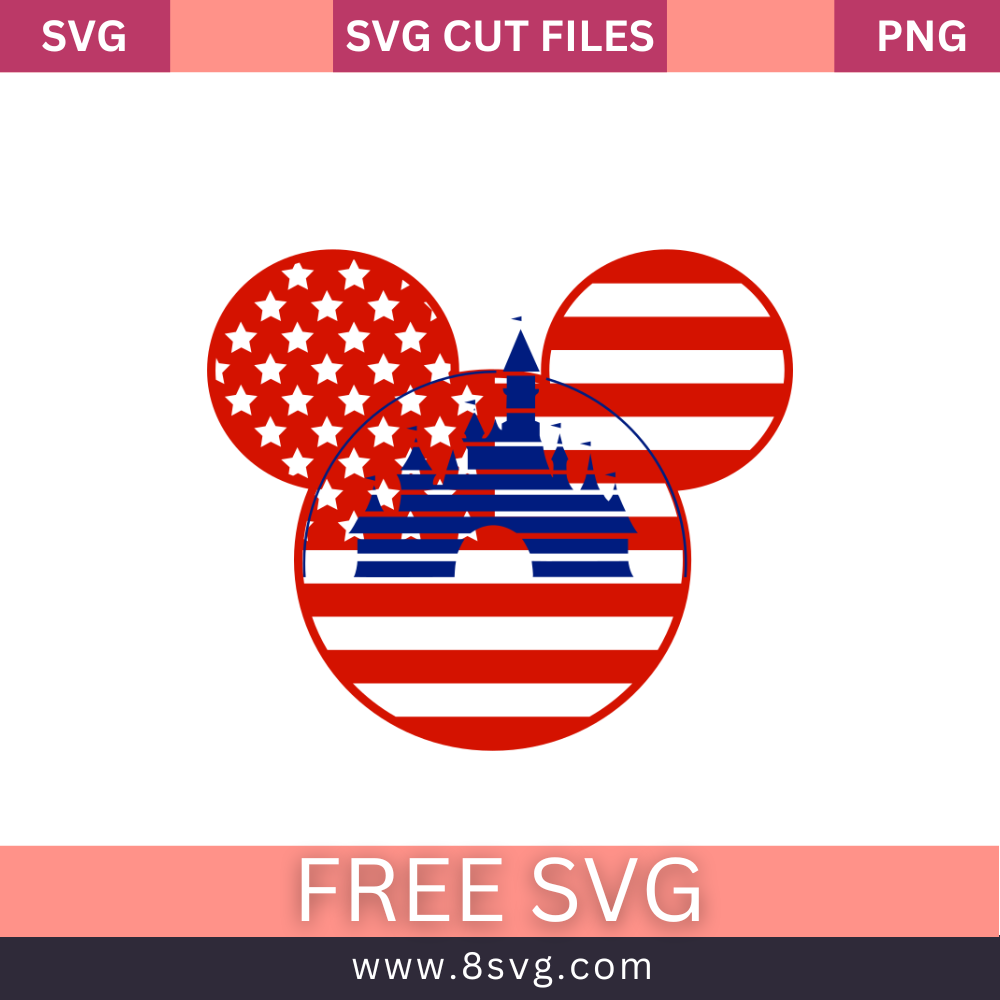 USA Castle Disneyland SVG Free Cut File for Cricut- 8SVG