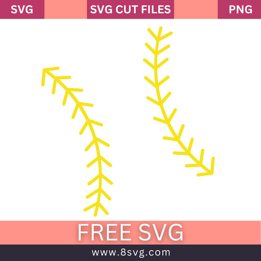 Yellow Softball laces SVG Free And Png Download-8SVG