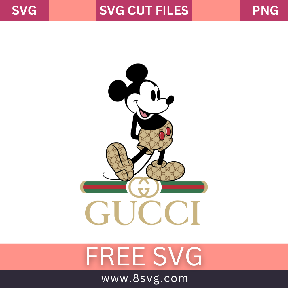 Mickey Luxury Gucci Style SVG Free Cut File for Cricut- 8SVG