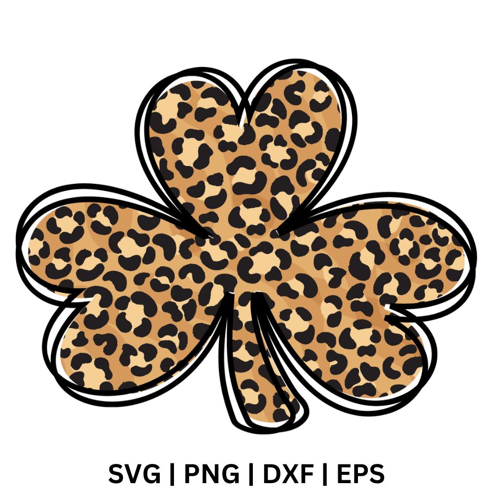 Leopard Shamrock SVG Free Cut File for Cricut & PNG-8SVG