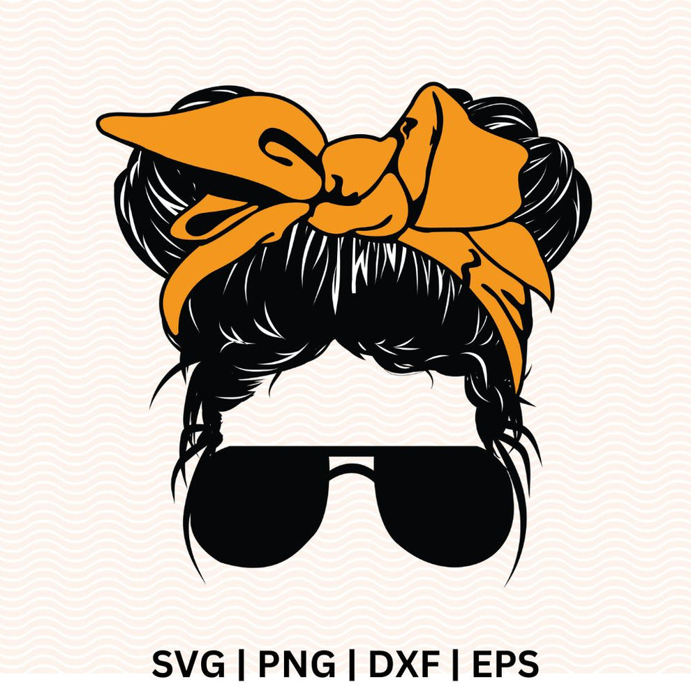 Messy Bun with Bandana Headband SVG Free Cut File Layered 8SVG