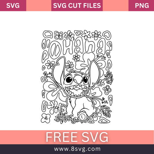 Stitch Ohana Outline Svg Free Cut File For Cricut- 8SVG