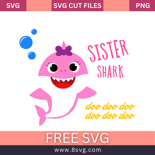 Sister Shark Svg Free Cut File For Cricut Download- 8SVG