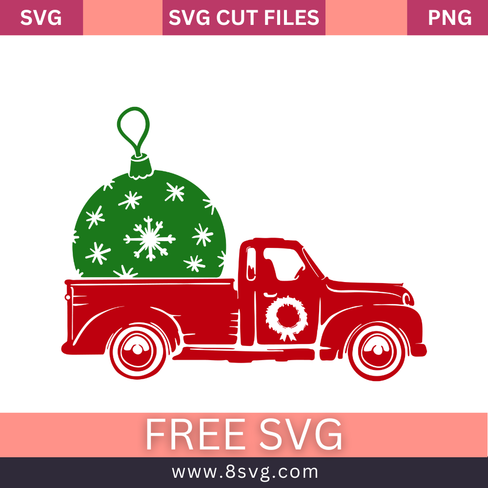 ornament christmas Truck SVG Free And Png Download-8SVG