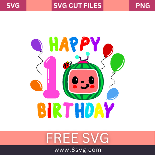 Cocomelon Girl 1 SVG Free - Happy Birthday Cut File- 8SVG