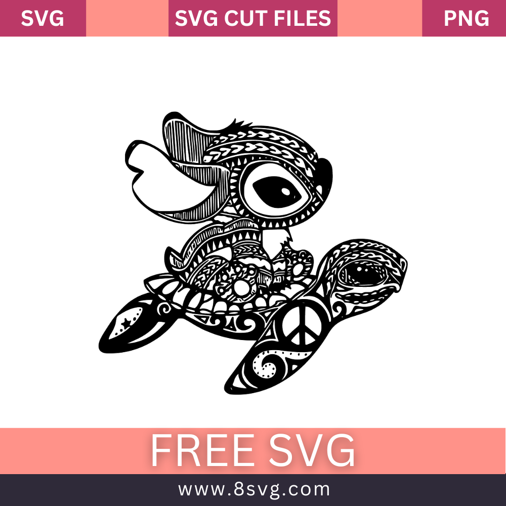 Stitch on Tortuise Svg Free Cut File For Cricut- 8SVG