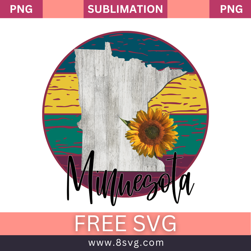 Sunflower State Minnesota Sublimation Free And Png Download-8SVG