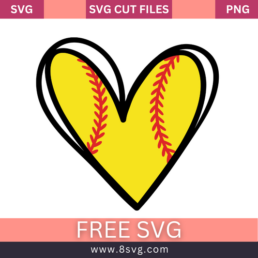 Softball Love Heart SVG Free And Png Download-8SVG