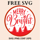 Merry & bright Christmas Round Sign SVG Free PNG File For Cricut-8SVG