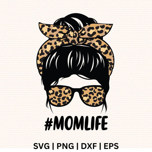 Mom Life Messy Bun Leopard SVG Free Cut File - Layered