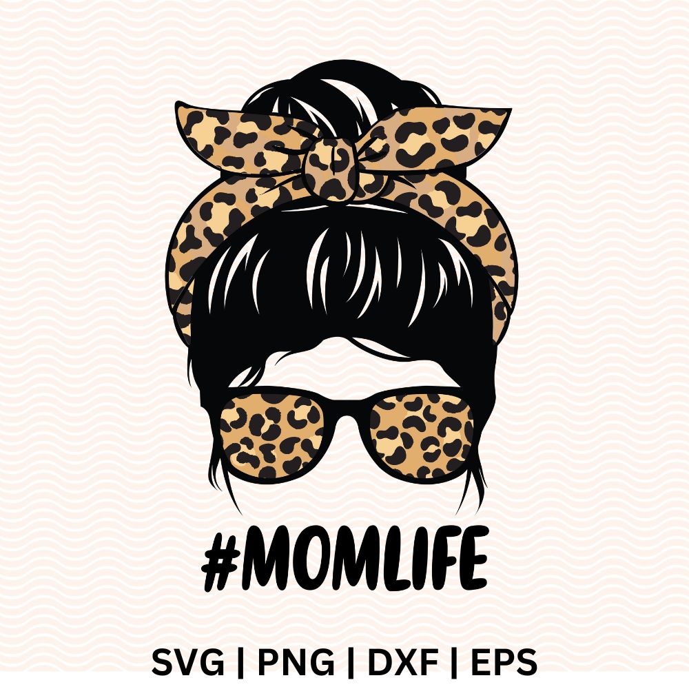 Mom Life Messy Bun Leopard SVG Free Cut File - Layered-8SVG