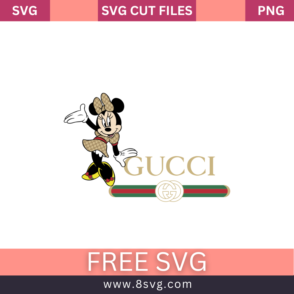 Minnie Luxury Brand Gucci Logo Svg Free Cut File- 8SVG