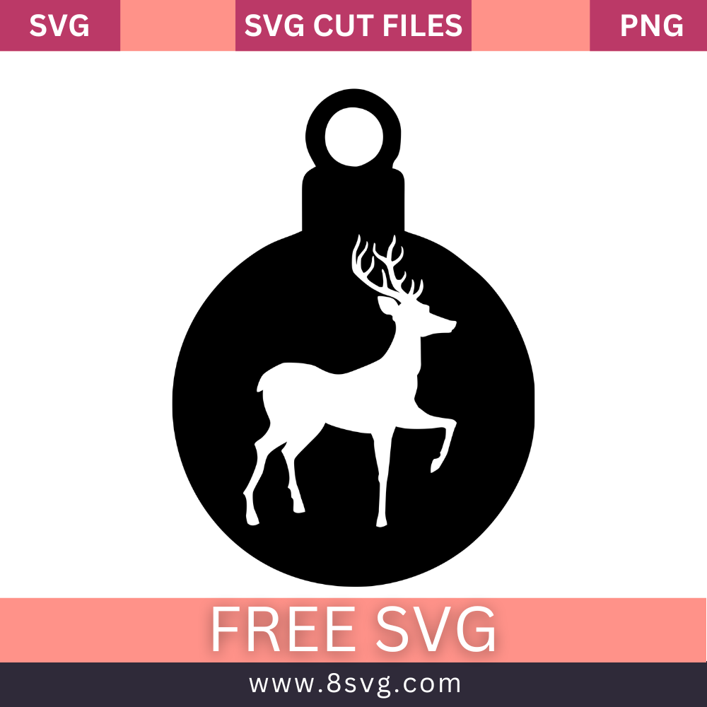Silhouette Deer ornament for christmas SVG Free And Png Download-8SVG