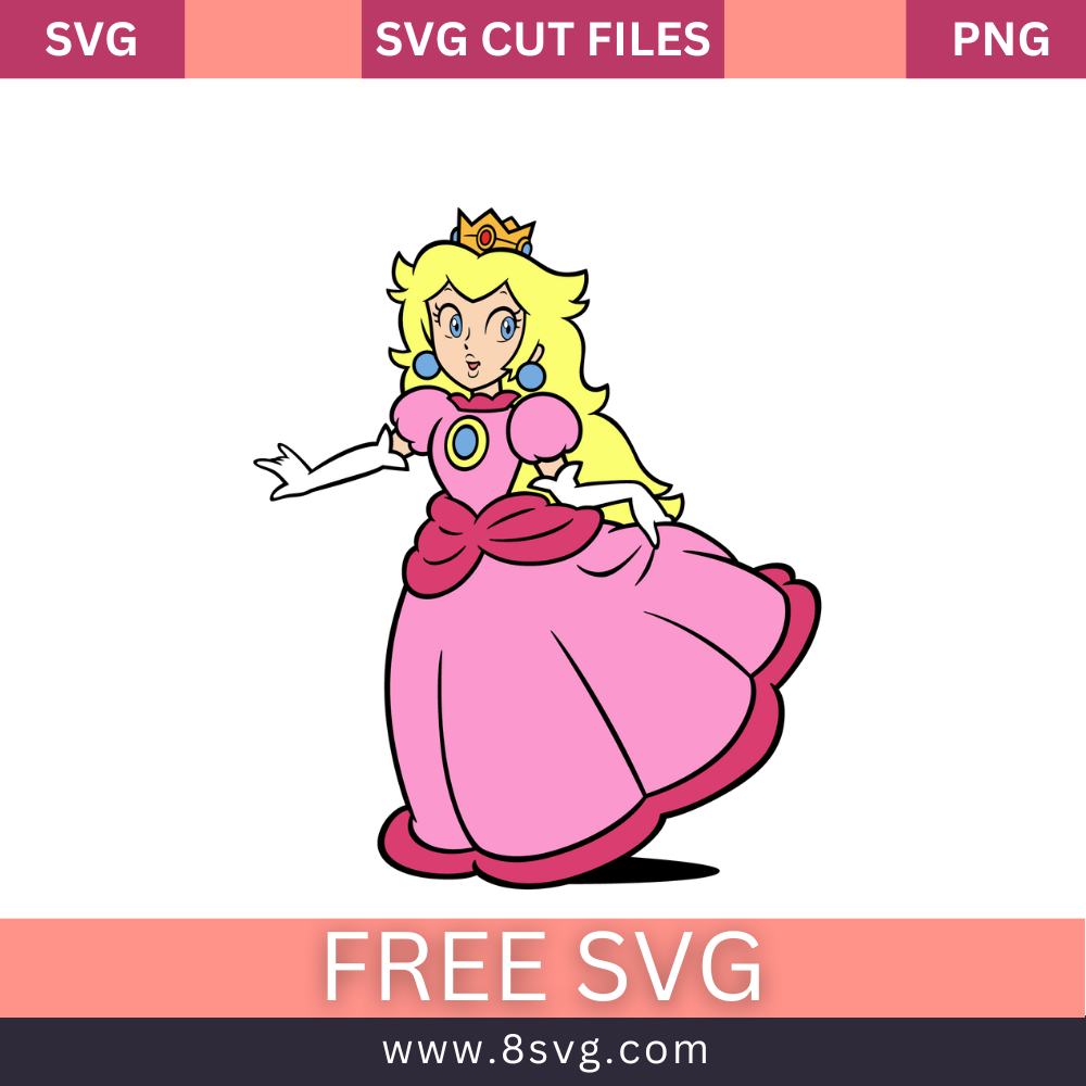 Disney Princess Peach Super Mario Svg Free Cut File For Cricut- 8SVG