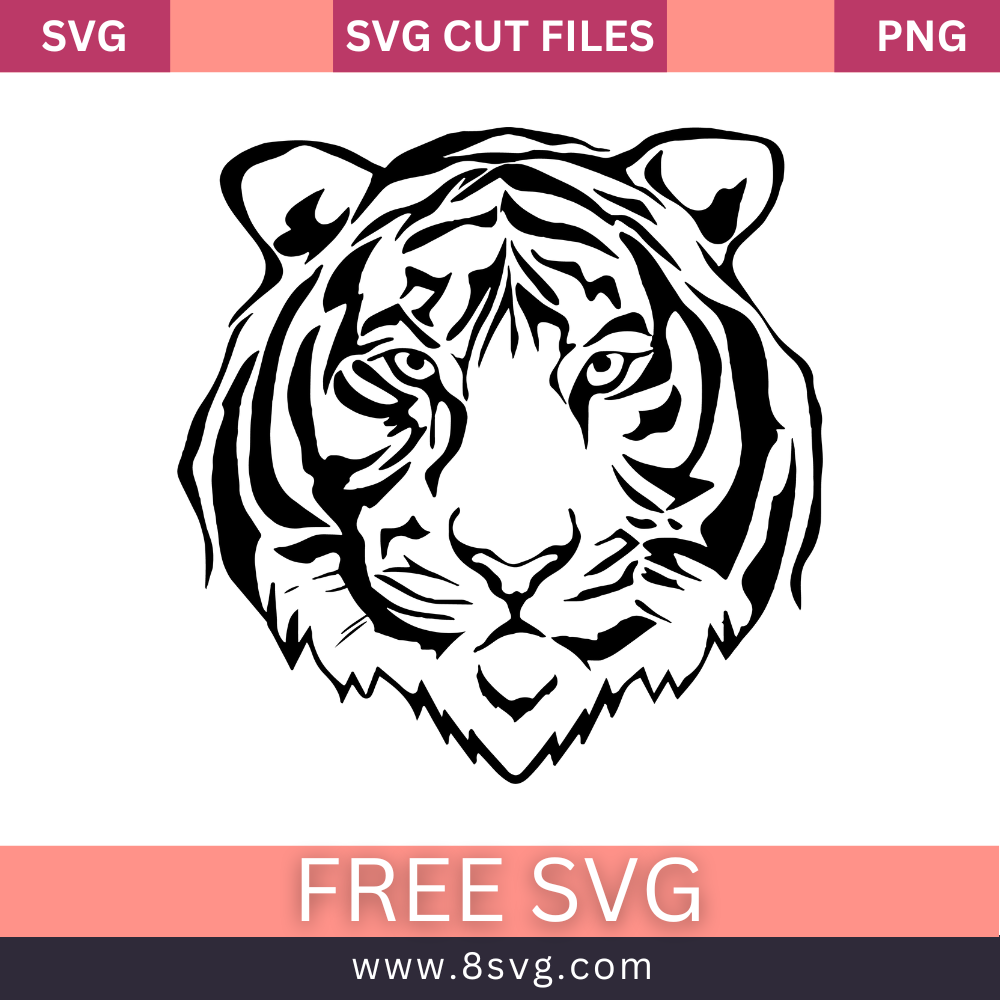 Tiger Face Svg Free Cut File For Cricut- 8SVG
