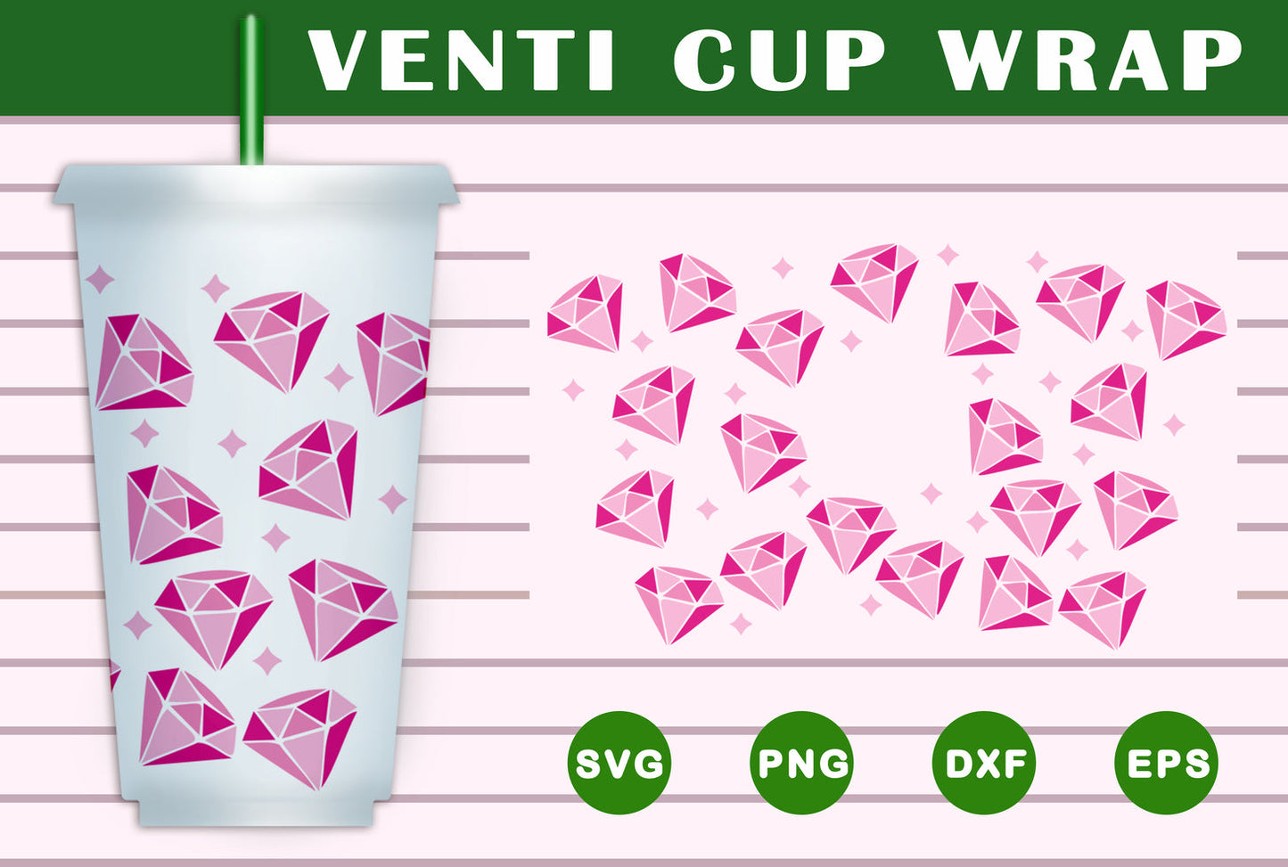Diamond Venti Cup Wrap SVG Free And Png Download- 8SVG
