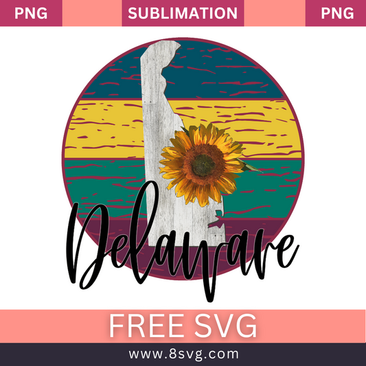 Sunflower State DELAWARE Sublimation Free PNG Download-8SVG