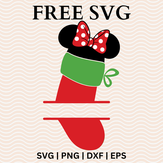 Christmas Socks Disney Minnie monogram SVG Free for Cricut-8SVG