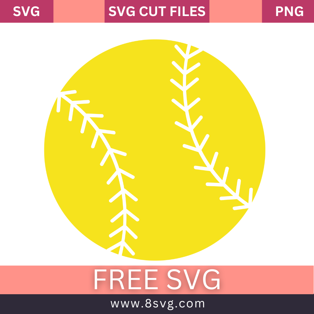 Yellow Softball Ball SVG Free And Png Download-8SVG