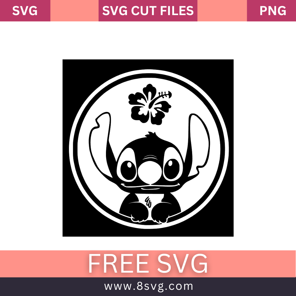 Stitch With Flower Svg Free Cut File For Cricut- 8SVG
