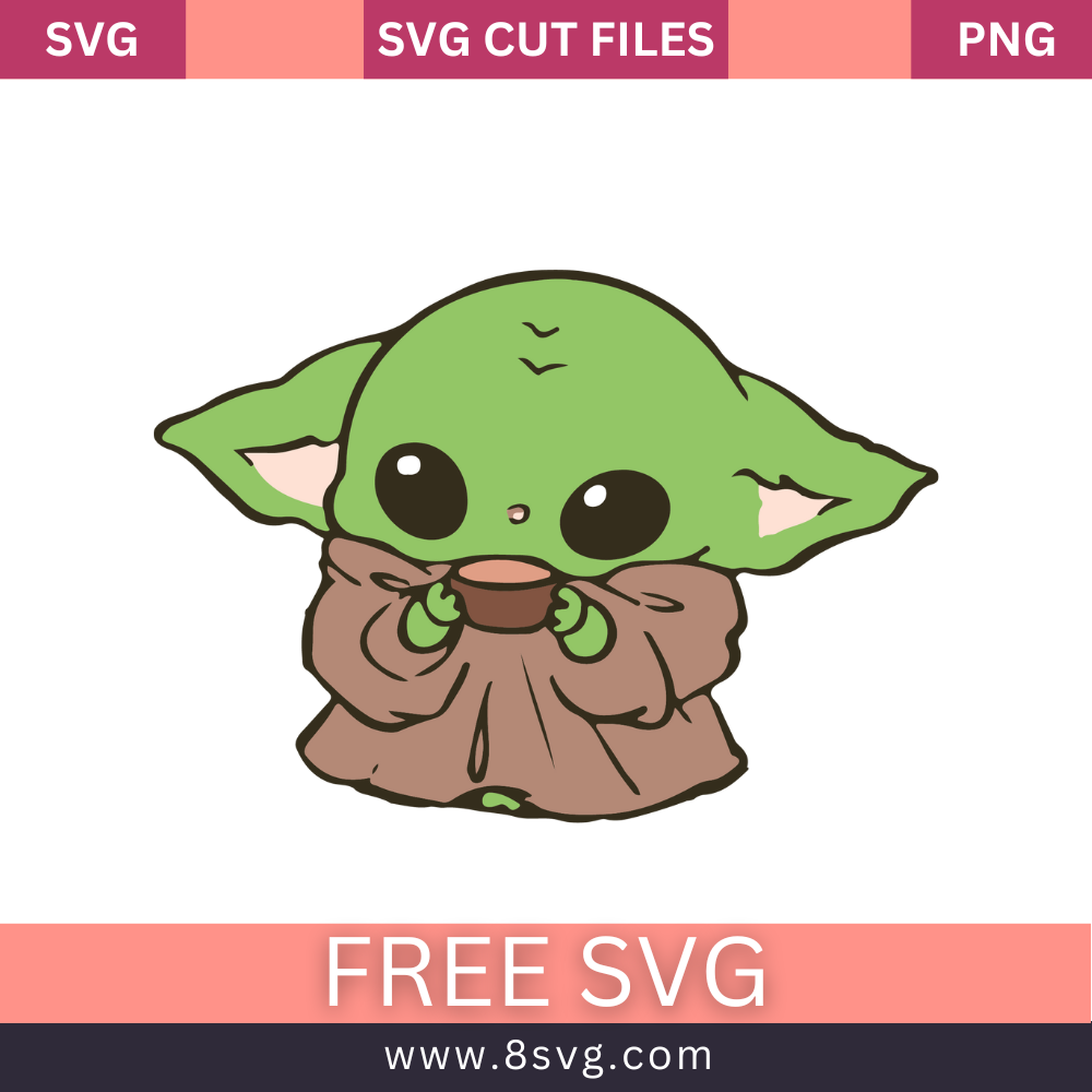 Cute Baby Yoda SVG Free Cut File Download- 8SVG