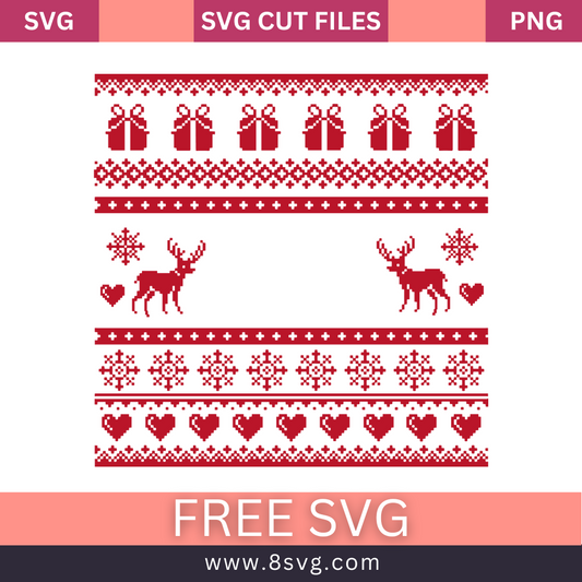 Knitted seamless pattern with deers for Christmas winter red and white sweater SVG Free Png Download-8SVG