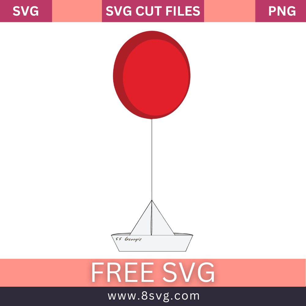 Balloon Paper Boat Pennywise SVG Free Cut File Download- 8SVG